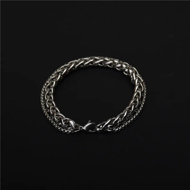 Simplicity Stainless Steel Bracelet for Men & Women – Titanium Silvery Punk Friendship Hip Hop Style Pandora Charm Jewelry