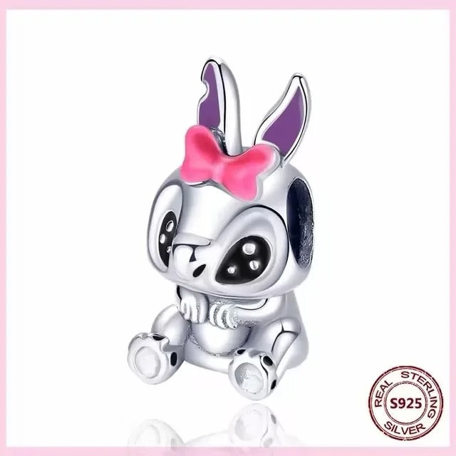 925 Sterling Silver Pink Cat & Duck Cartoon Charm Bead – Cute DIY Jewelry Fits Original Pandora Bracelets for Women