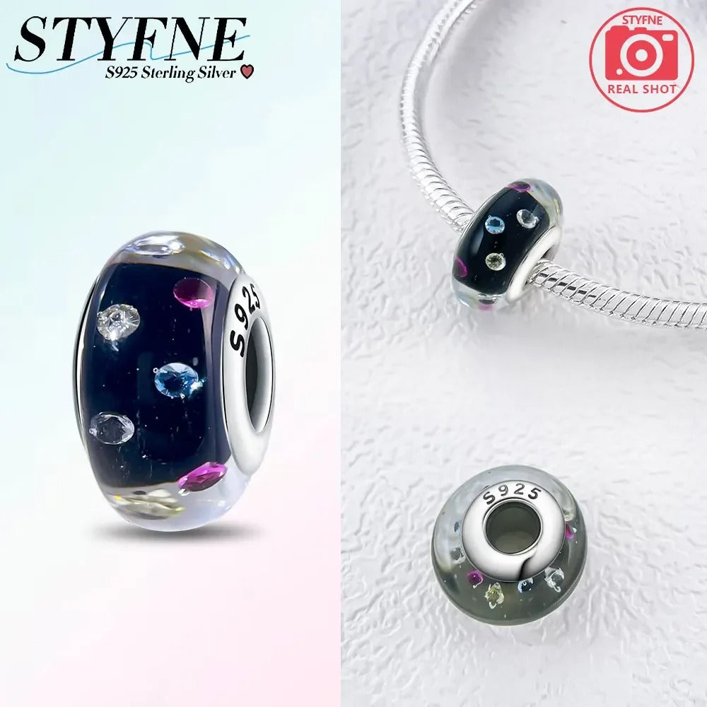 925 Sterling Silver Fantasy Murano Glass Beads Bracelet – Women’s DIY Friendship Jewelry & Gift