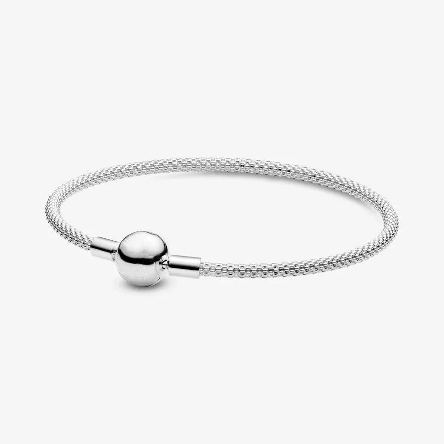 HOT 100% 925 Sterling Silver Flower Round Snake Bone Bracelet – Exquisite Women’s Charm Jewelry Gift