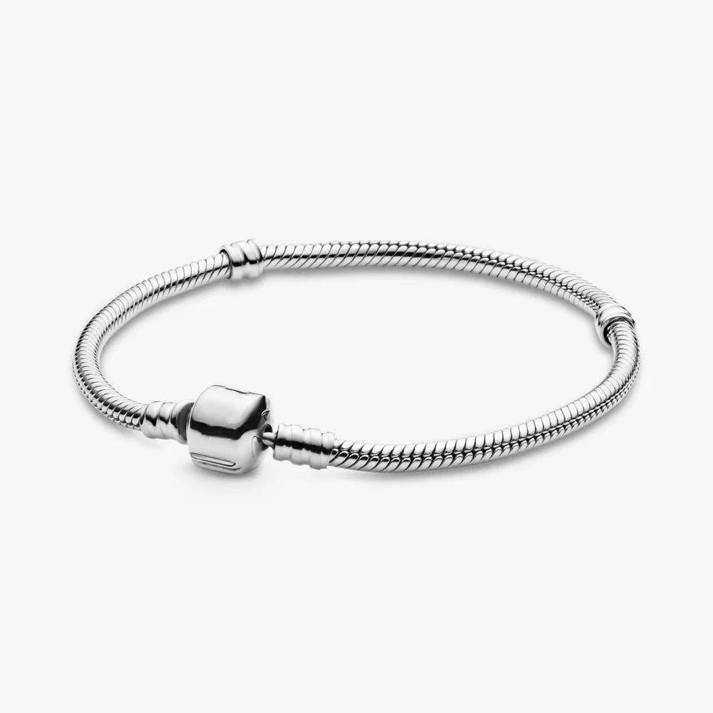 HOT 100% 925 Sterling Silver Flower Round Snake Bone Bracelet – Exquisite Women’s Charm Jewelry Gift