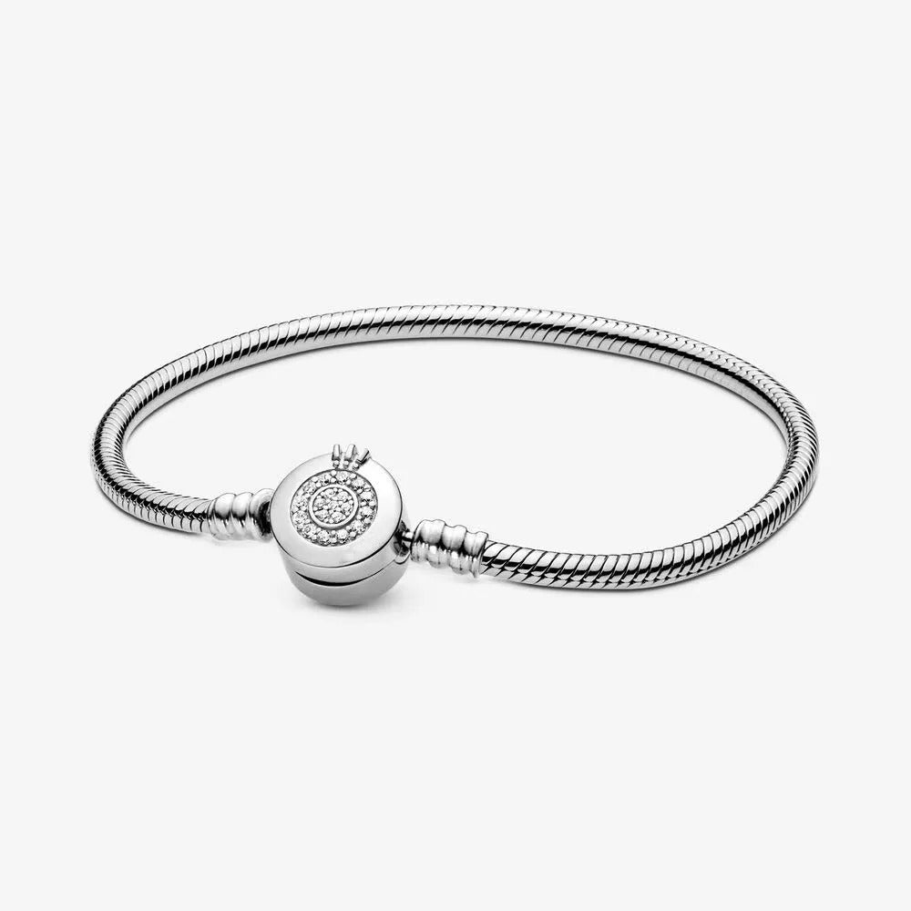 HOT 100% 925 Sterling Silver Flower Round Snake Bone Bracelet – Exquisite Women’s Charm Jewelry Gift