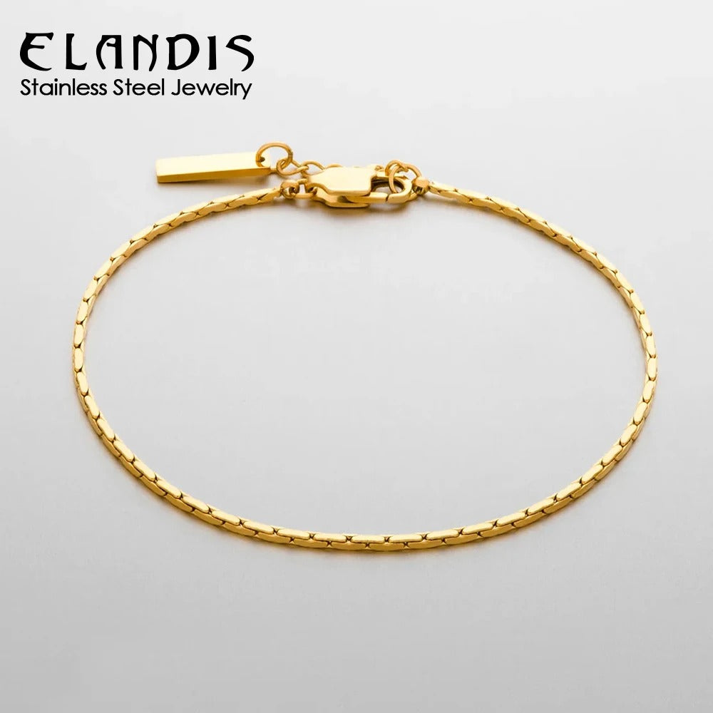 ELANDIS Stainless Steel Gold-Plated Adjustable Bracelet – Simple Men’s Jewelry, Holiday Gift