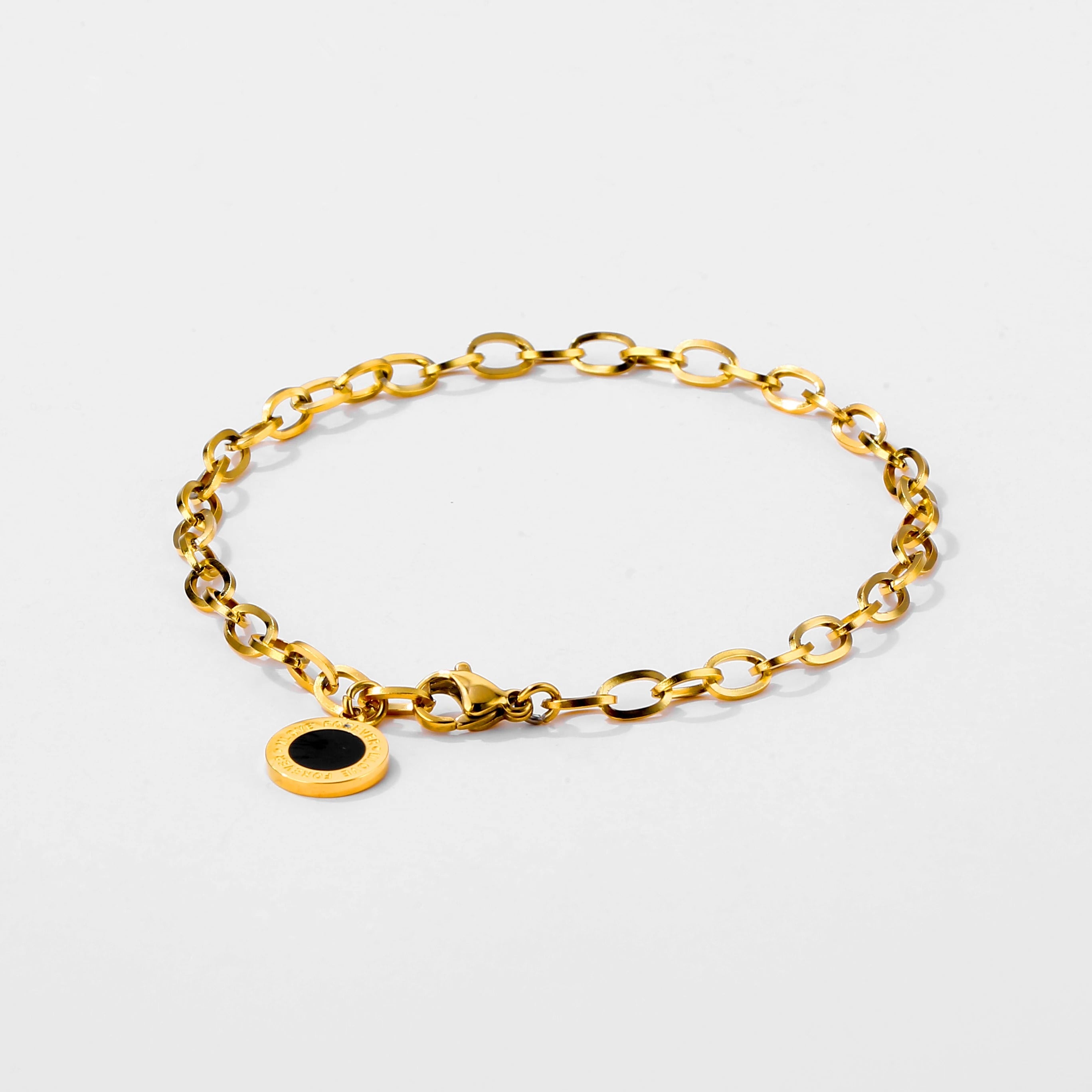 Heavyweight Stainless Steel 14K Gold Plated Paperclip Chain Bracelet – Luxury Couple Charm Bracelet for Men & Women