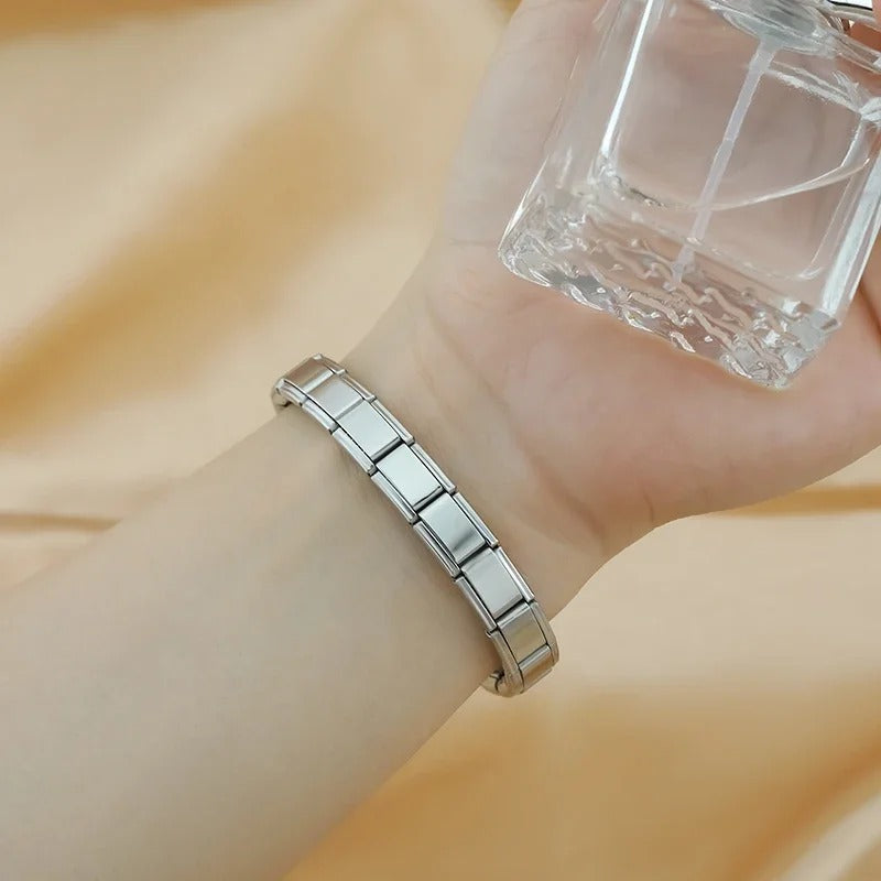 Hapiship 2024 Italian Style Elastic Charm Bracelet – Women’s 9mm Stainless Steel DIY Fashion Bangle