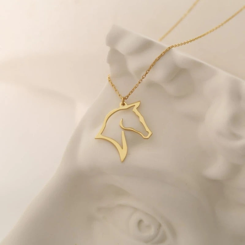 Stainless Steel Horse Pendant Necklace – Hollow Animal Jewelry for Women & Unisex Birthday Gift