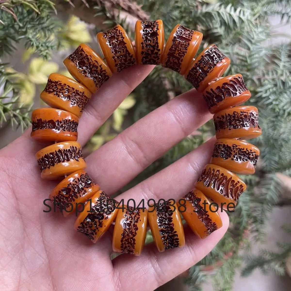 Natural Amber Beeswax Abacus Beaded Bracelet – Handmade Men’s Jewelry Gift, Fashion Pandora Style Charm Bracelet