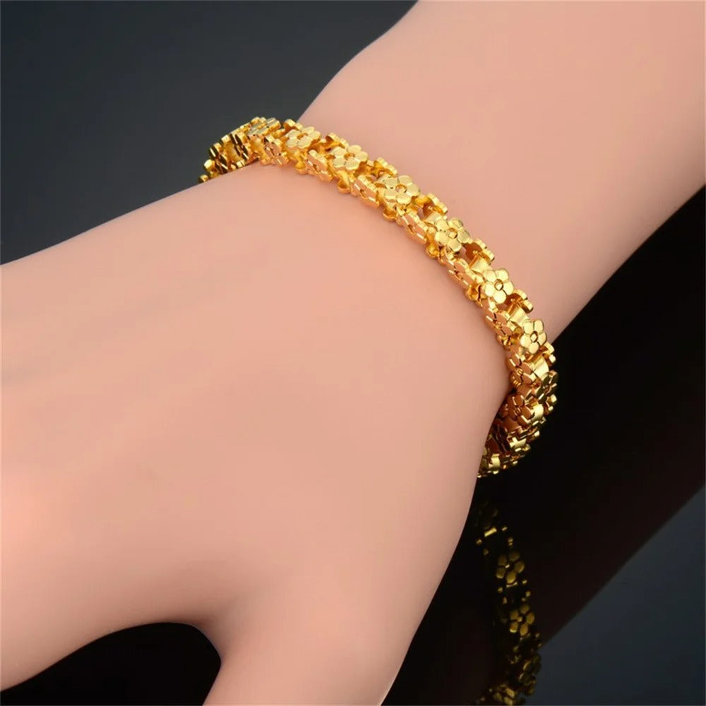Punk Flower Box Chain Bracelet for Women – Gold & Silver Stainless Steel Chain Link Jewelry 2025
