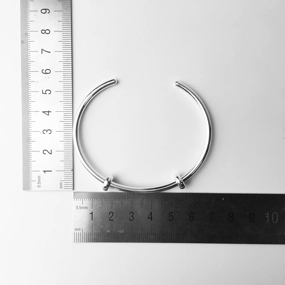 925 Sterling Silver Bracelet Bangle – Bead & Charm Carrier Karma Jewelry Gift for Women & Men