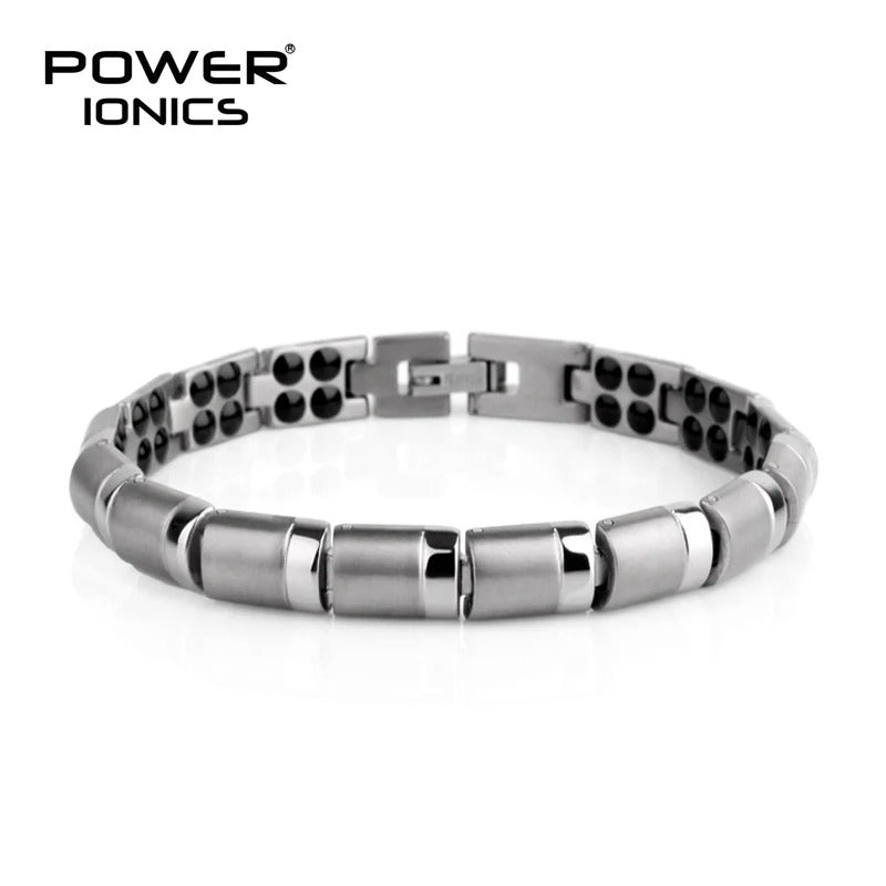 Power Ionics Titanium Bracelet with 99.999% Germanium Beads – Health Energy Balance Jewelry Gift for Men & Women