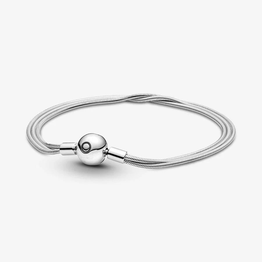 HOT 100% 925 Sterling Silver Flower Round Snake Bone Bracelet – Exquisite Women’s Charm Jewelry Gift