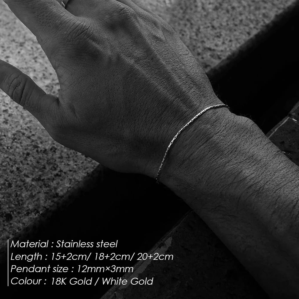 ELANDIS Stainless Steel Gold-Plated Adjustable Bracelet – Simple Men’s Jewelry, Holiday Gift