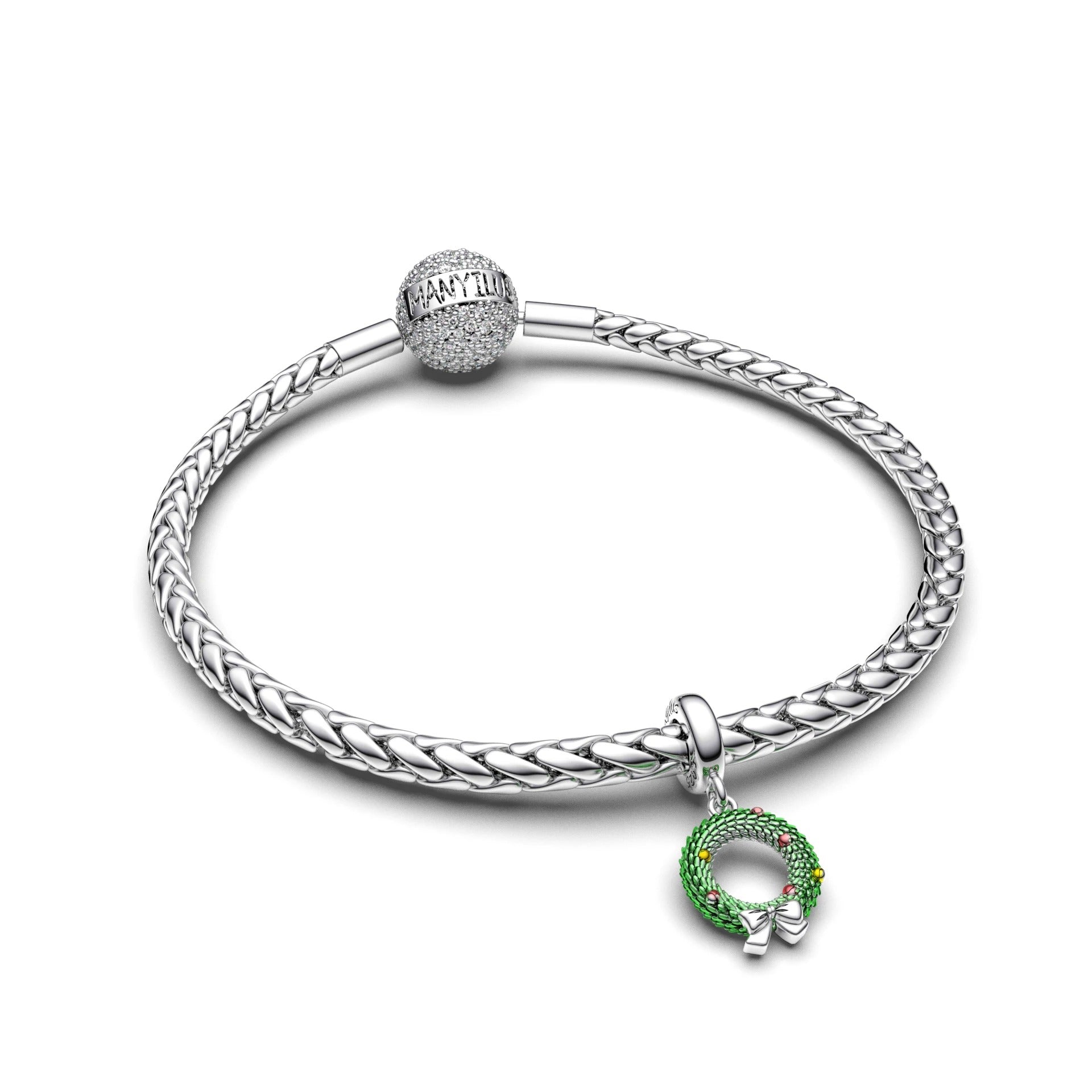 Manyilus 2025 Christmas Bow Charm Bead – S925 Sterling Silver Mother Kids Ring Charms Fit Original 925 Bracelets