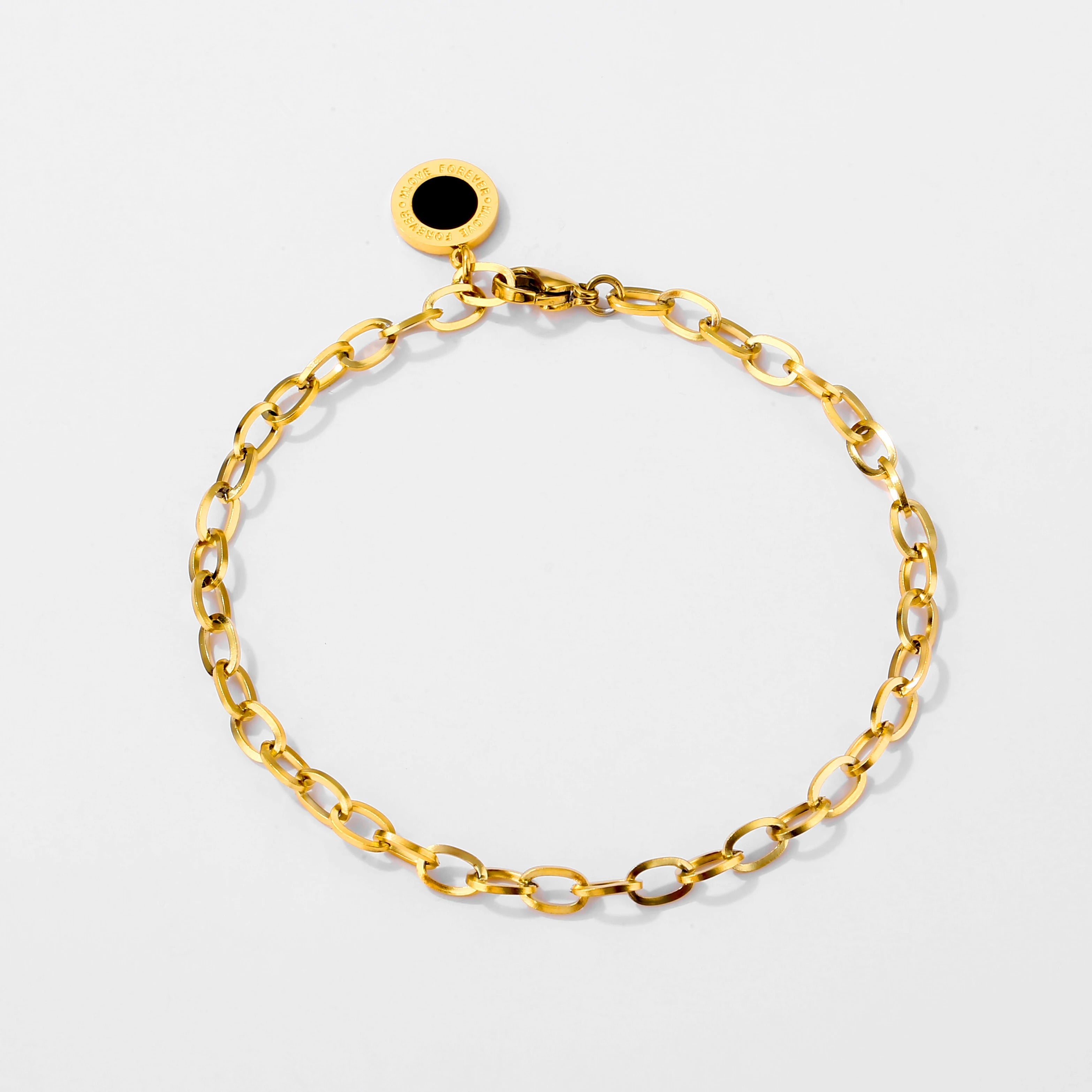 Heavyweight Stainless Steel 14K Gold Plated Paperclip Chain Bracelet – Luxury Couple Charm Bracelet for Men & Women