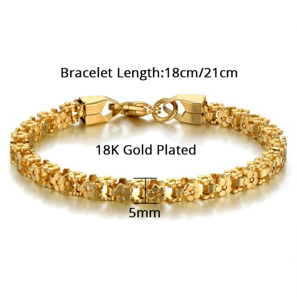 Punk Flower Box Chain Bracelet for Women – Gold & Silver Stainless Steel Chain Link Jewelry 2025