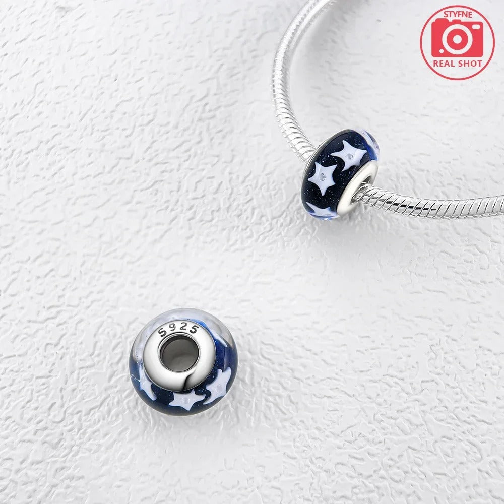 925 Sterling Silver Fantasy Murano Glass Beads Bracelet – Women’s DIY Friendship Jewelry & Gift