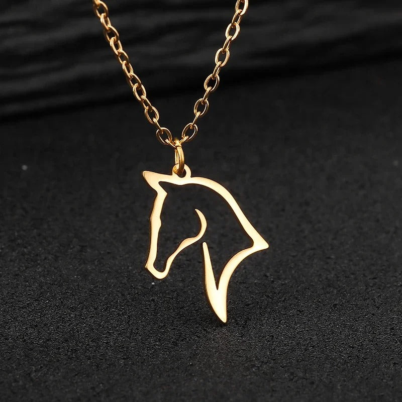 Stainless Steel Horse Pendant Necklace – Hollow Animal Jewelry for Women & Unisex Birthday Gift