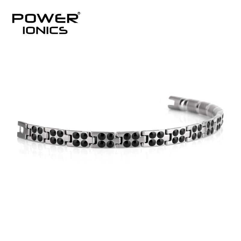 Power Ionics Titanium Bracelet with 99.999% Germanium Beads – Health Energy Balance Jewelry Gift for Men & Women