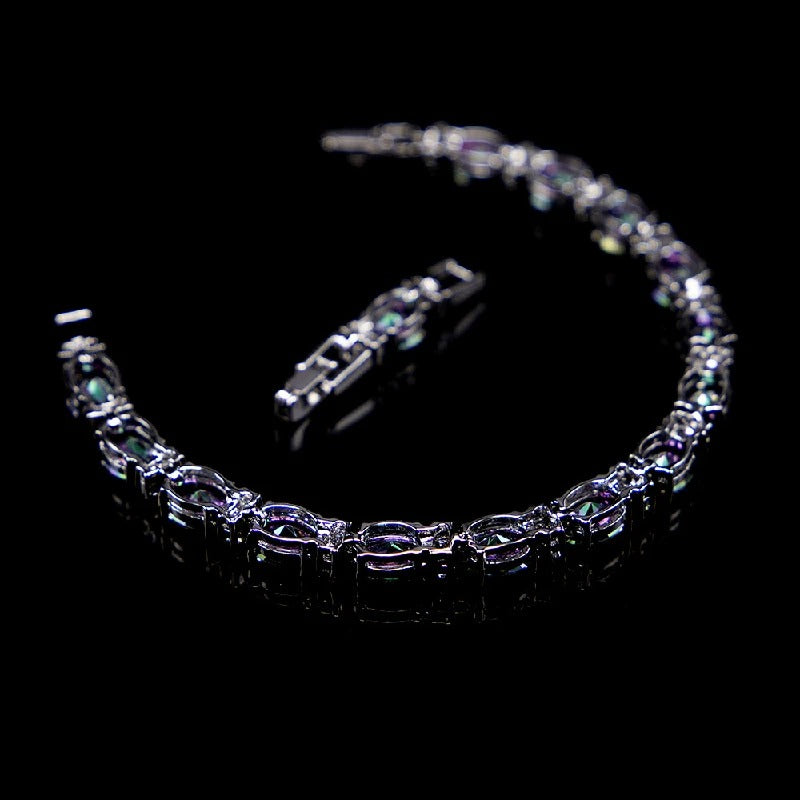 HuiSept 925 Sterling Silver Charm Bracelet – Women’s Jewelry with Topaz & Zircon Gemstone, Wedding & Party Gift