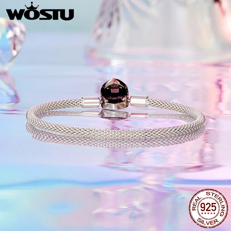 WOSTU 925 Sterling Silver Heart Basic Bracelet – Oxidized Silver Women’s Bangle Fine Jewelry Birthday & Daily Gift