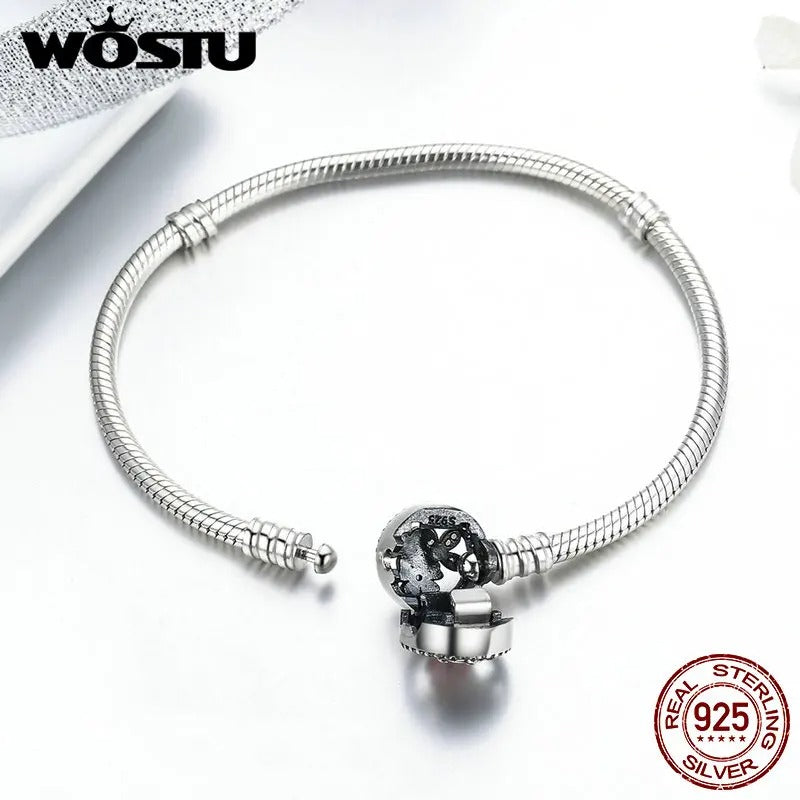 WOSTU 925 Sterling Silver Poetic Blooms Bracelet – Women’s Bangle Fit DIY Charms & Beads Original Jewelry Gift FBS919