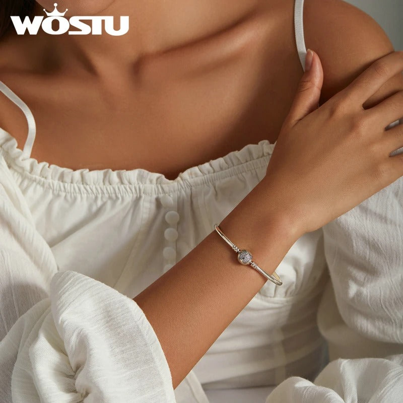 WOSTU 925 Sterling Silver Butterfly Bangle – Engraved “Spread Your Wings and Fly” Chain Bracelet Charm for Women CTB084