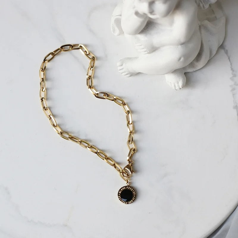 Heavyweight Stainless Steel 14K Gold Plated Paperclip Chain Bracelet – Luxury Couple Charm Bracelet for Men & Women