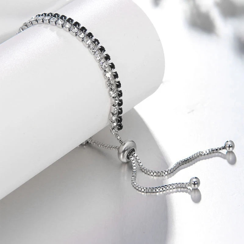 HuiSept 925 Sterling Silver Adjustable Bracelet – Women’s Wedding Jewelry with Cubic Zircon Gemstone