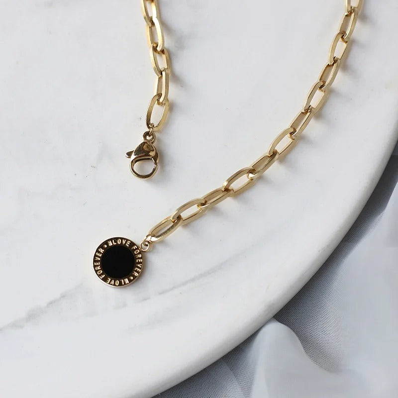 Heavyweight Stainless Steel 14K Gold Plated Paperclip Chain Bracelet – Luxury Couple Charm Bracelet for Men & Women