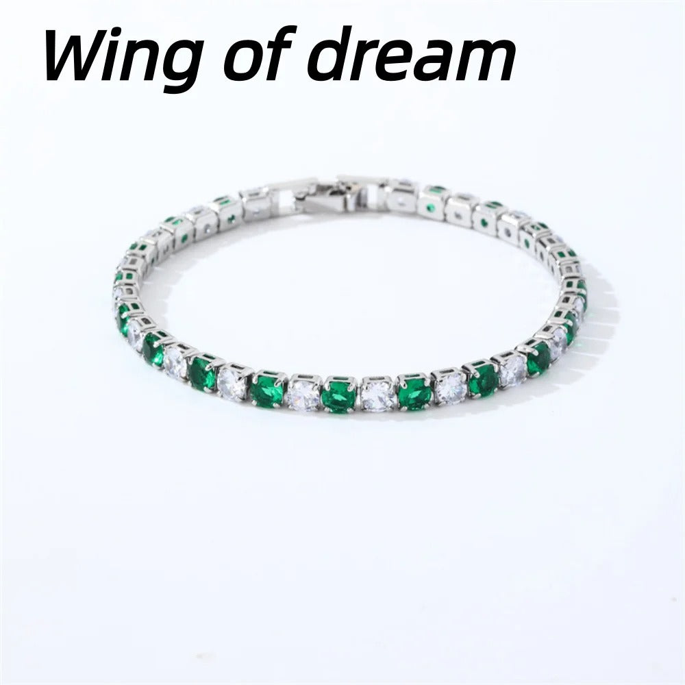 925 Sterling Silver Tennis Bracelet – 4mm Crystal Zircon Women’s Anniversary Gift Jewelry (16cm–21cm)