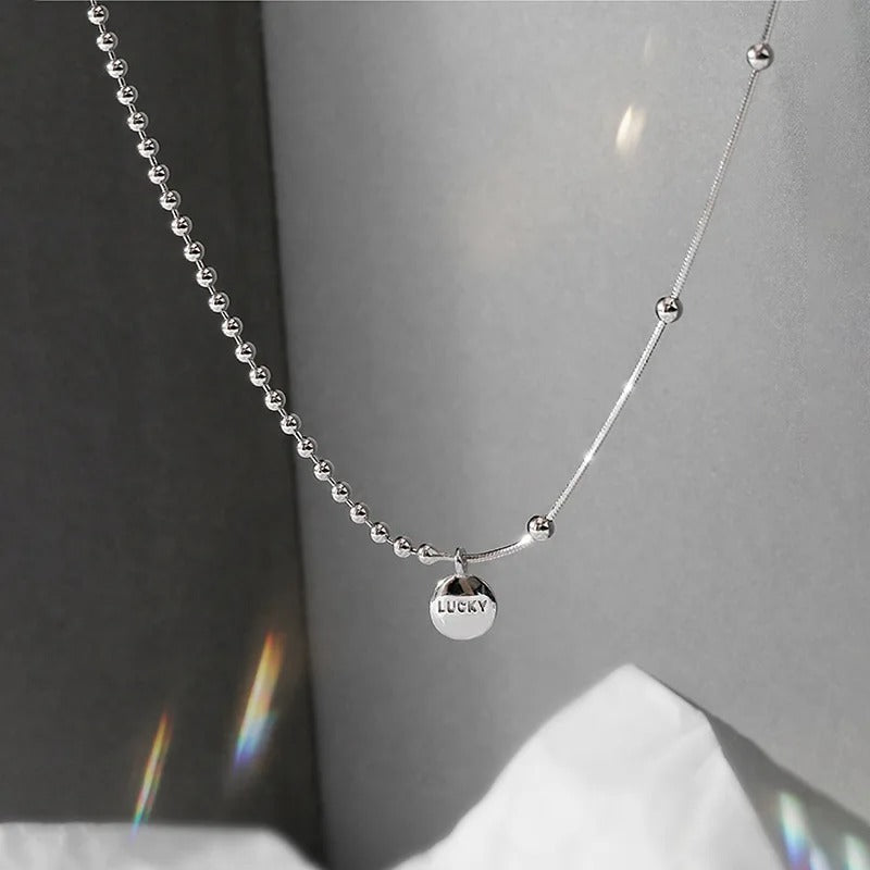 CIAXY Silver Lucky Letter Necklace – Asymmetry Short Clavicle Chain Choker Jewelry Gift for Women
