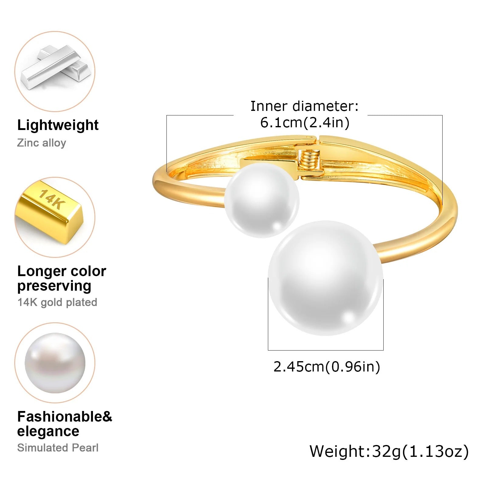 Simple Geometric Openable Chunky Bangle – Gold Plated Statement Bracelet for Women Party & Stackable Jewelry