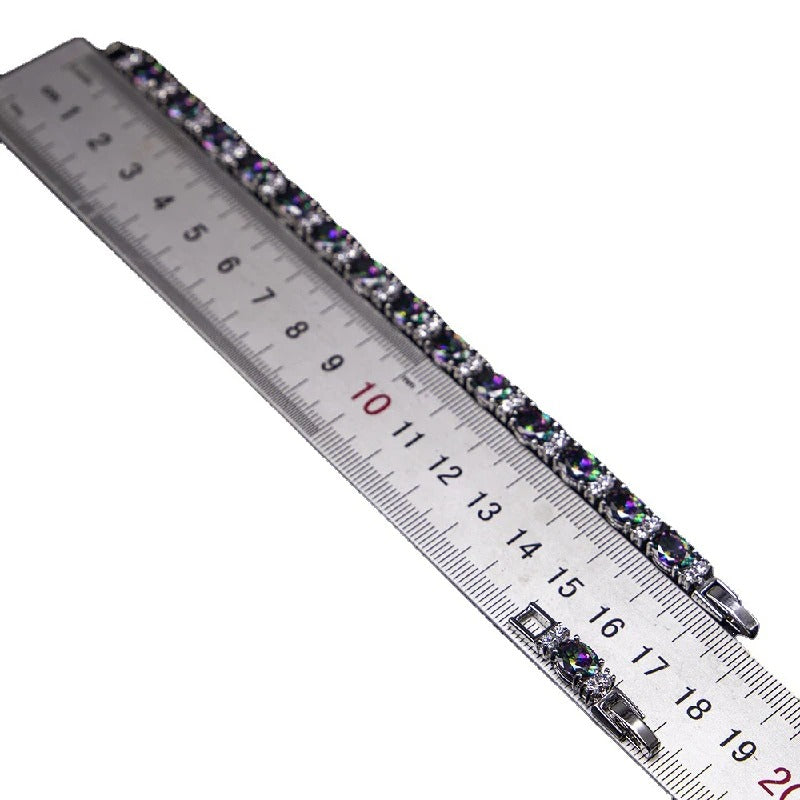 HuiSept 925 Sterling Silver Charm Bracelet – Women’s Jewelry with Topaz & Zircon Gemstone, Wedding & Party Gift