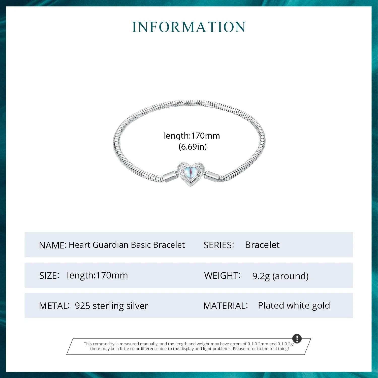 WOSTU 925 Sterling Silver Heart Guardian Bracelet – Women’s DIY Charm Bangle Jewelry Gift FNB163