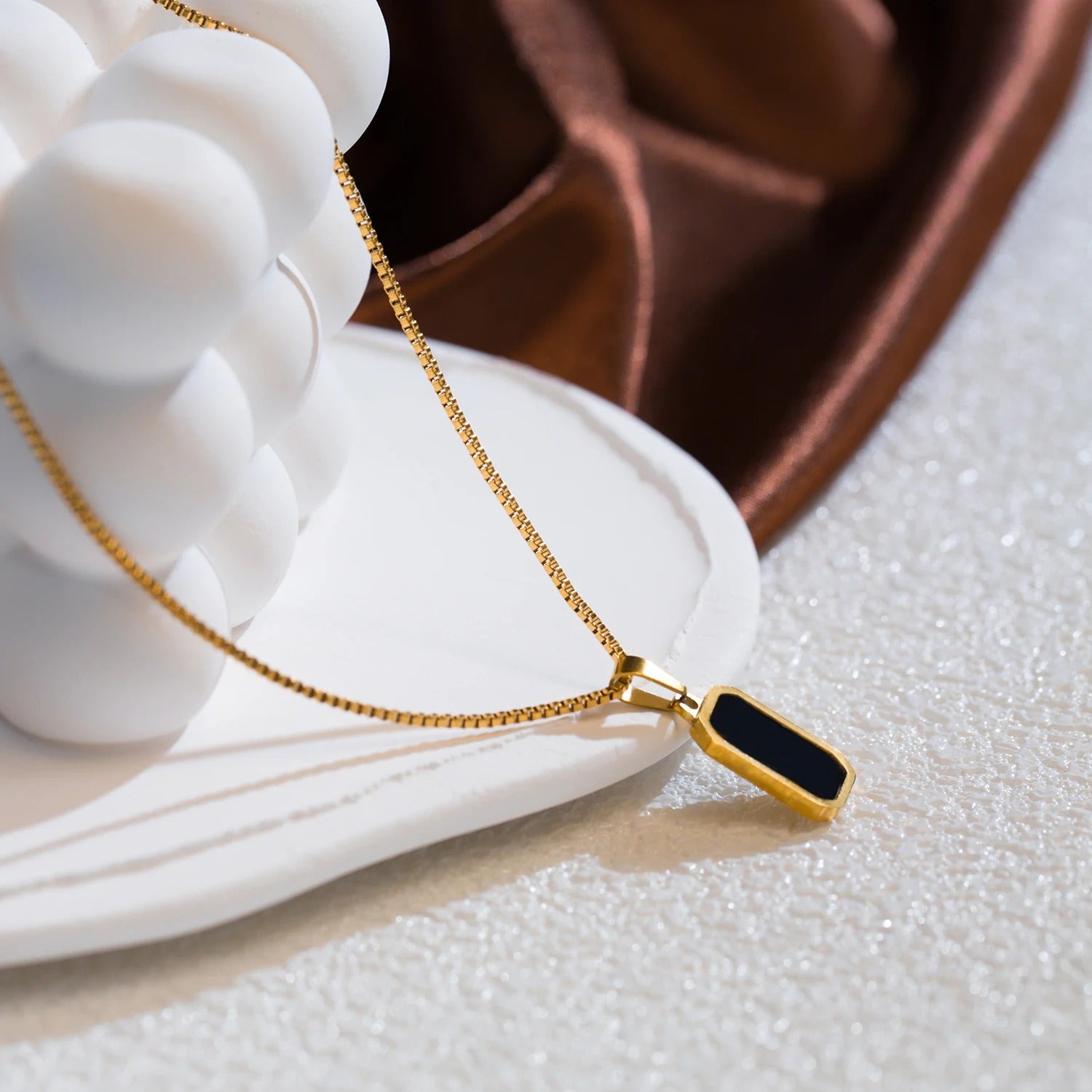 Classic Square Pendant Necklace – Stainless Steel Minimalist Jewelry for Women Daily & Party Wear