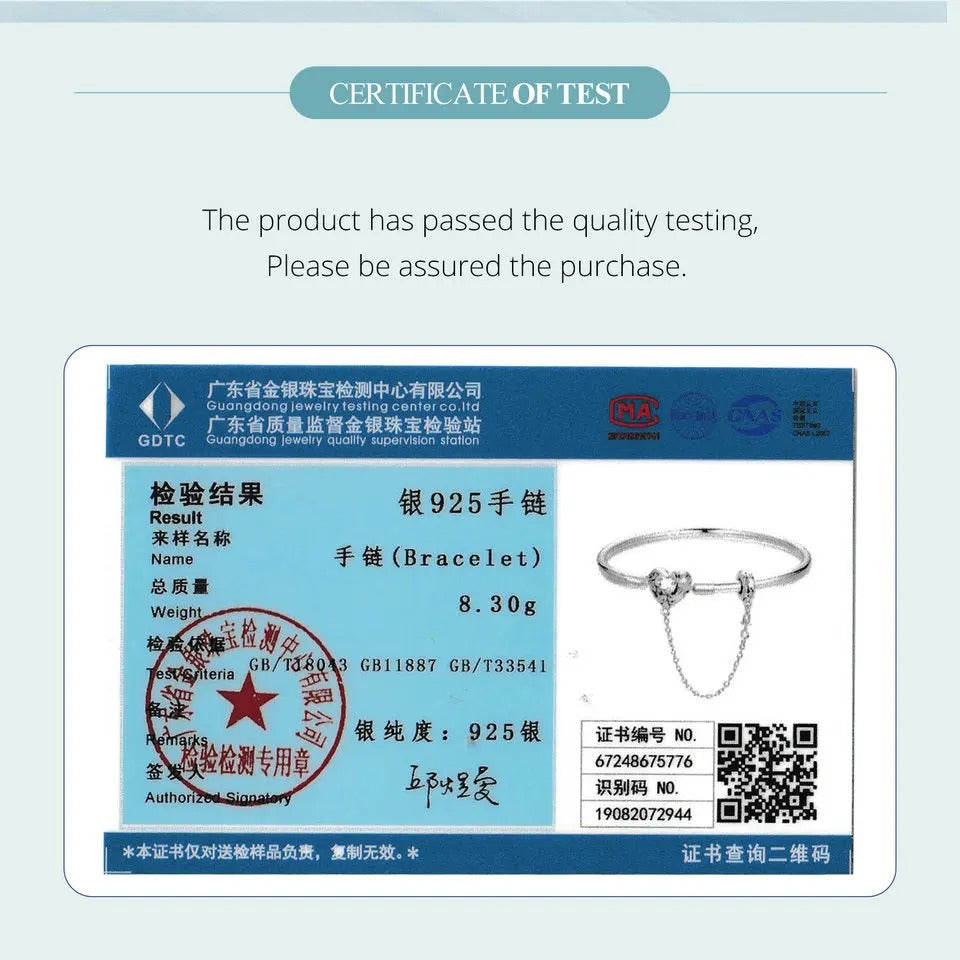 WOSTU 925 Sterling Silver Retro Heart Safety Chain Bracelet – Women’s DIY Zircon Bangle Jewelry Gift