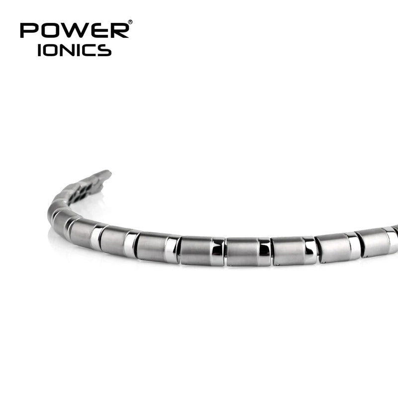 Power Ionics Titanium Bracelet with 99.999% Germanium Beads – Health Energy Balance Jewelry Gift for Men & Women