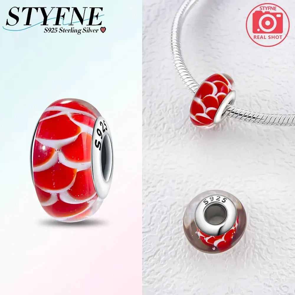 925 Sterling Silver Fantasy Murano Glass Beads Bracelet – Women’s DIY Friendship Jewelry & Gift