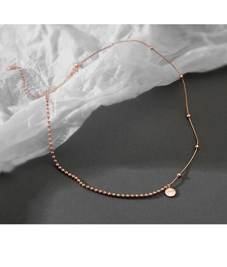 CIAXY Silver Lucky Letter Necklace – Asymmetry Short Clavicle Chain Choker Jewelry Gift for Women