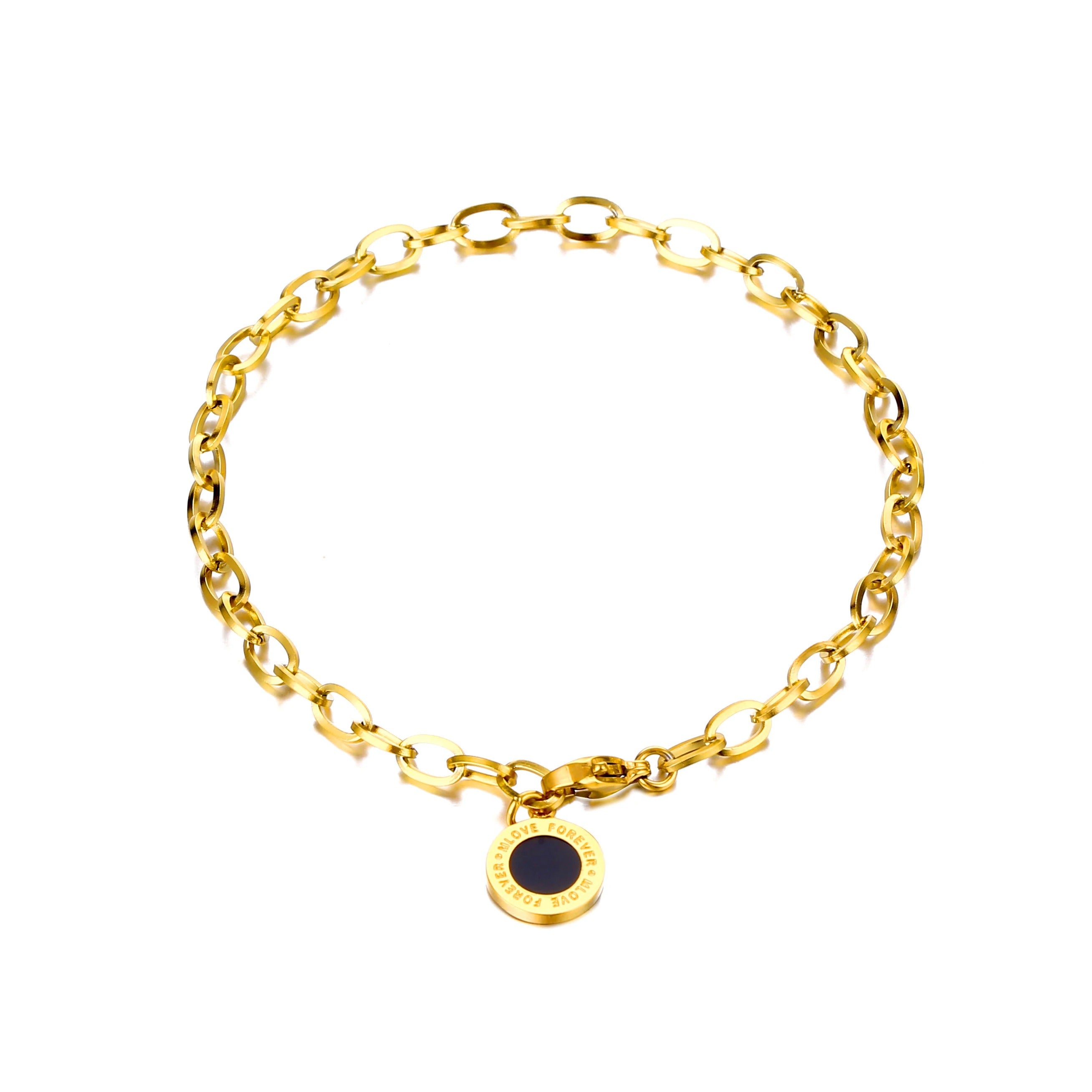 Heavyweight Stainless Steel 14K Gold Plated Paperclip Chain Bracelet – Luxury Couple Charm Bracelet for Men & Women