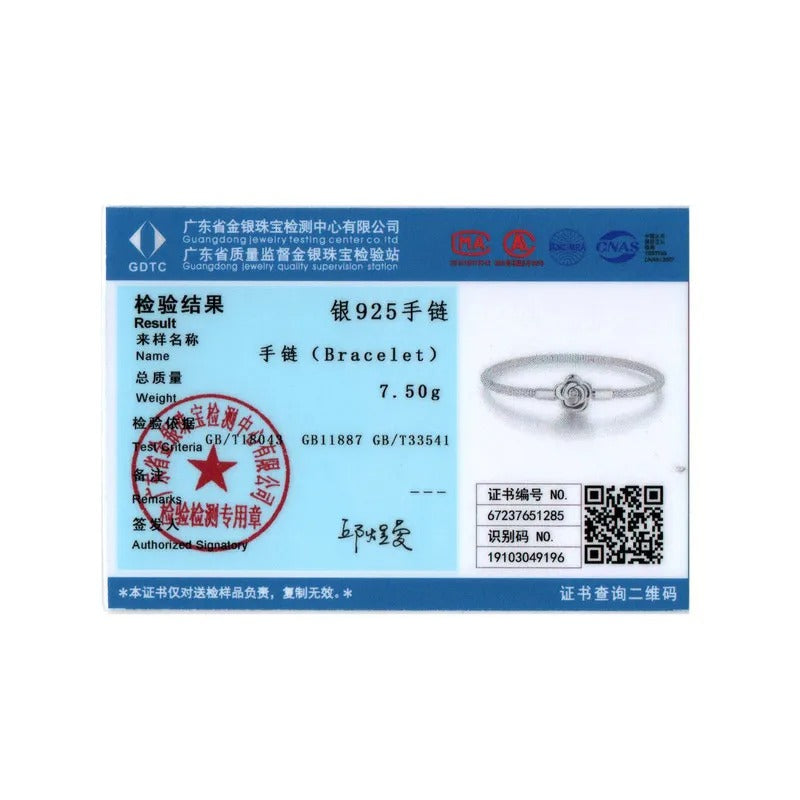 WOSTU 925 Sterling Silver Vintage Rose Flower Bracelet – Women’s Basic Bangle Fit DIY Charms & Beads Wedding Fine Jewelry