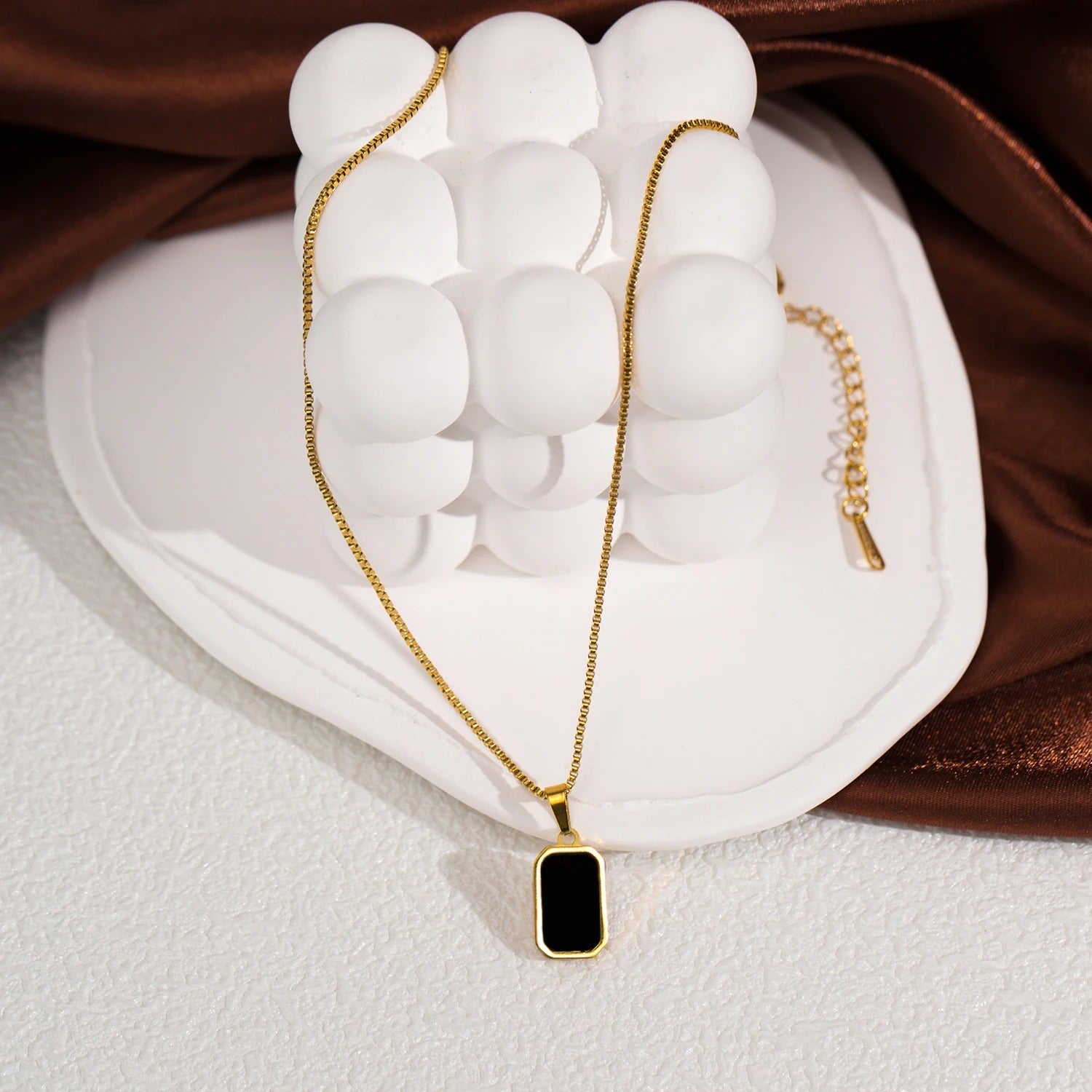 Classic Square Pendant Necklace – Stainless Steel Minimalist Jewelry for Women Daily & Party Wear