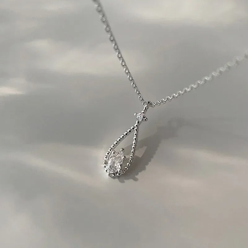 925 Sterling Silver Zircon Round Pendant Necklace – Women’s Rhinestone Clavicle Chain Fashion Jewelry Gift