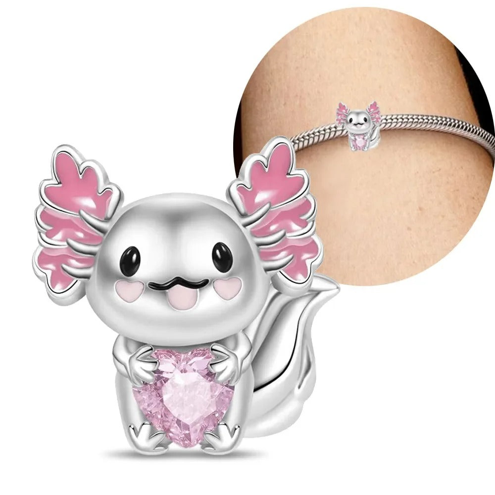 925 Sterling Silver Pink Cat & Duck Cartoon Charm Bead – Cute DIY Jewelry Fits Original Pandora Bracelets for Women