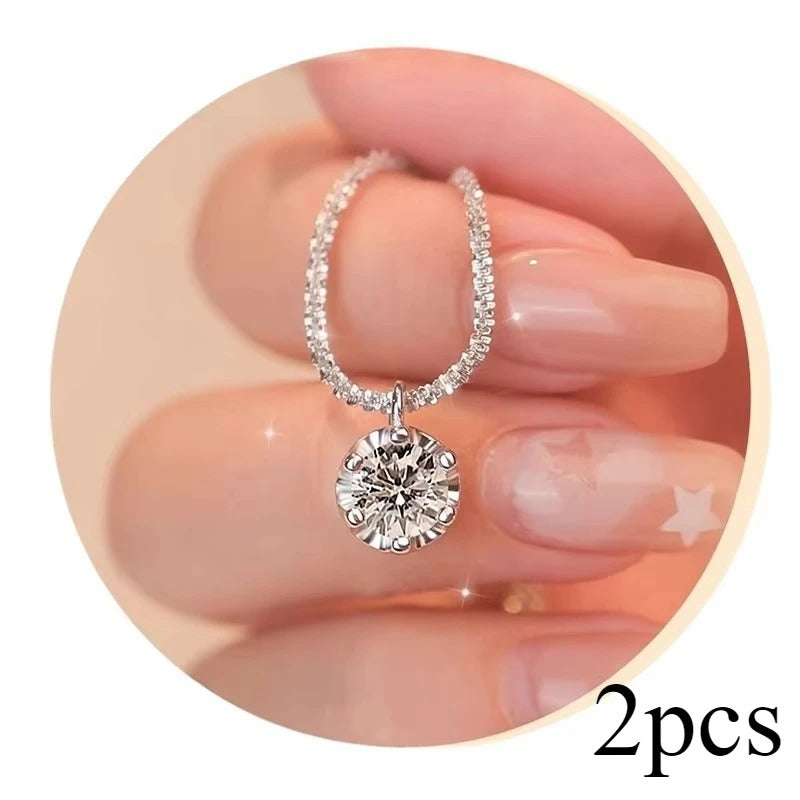 Sparkling Sterling Silver Zircon Pendant Necklace – Women’s Fashion Clavicle O-Chain Versatile Jewelry