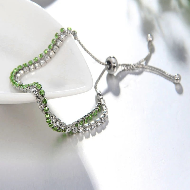 HuiSept 925 Sterling Silver Adjustable Bracelet – Women’s Wedding Jewelry with Cubic Zircon Gemstone