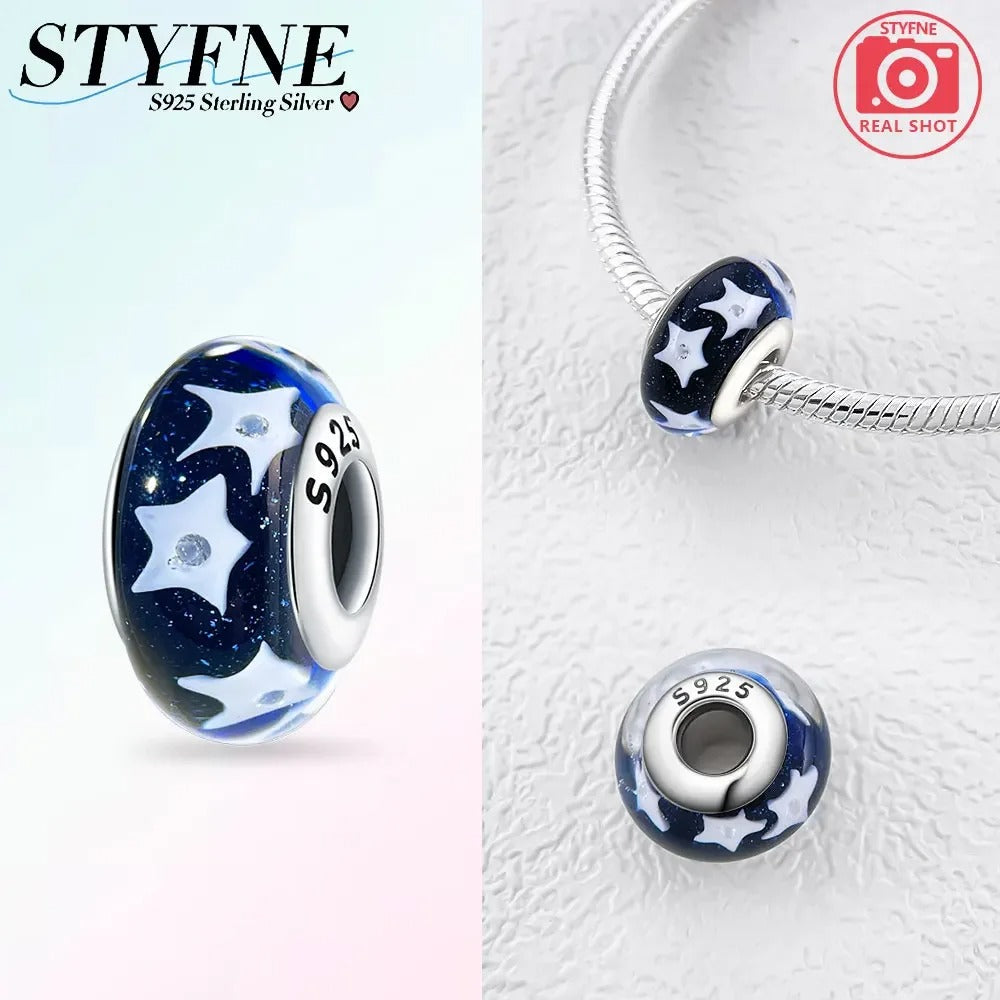 925 Sterling Silver Fantasy Murano Glass Beads Bracelet – Women’s DIY Friendship Jewelry & Gift