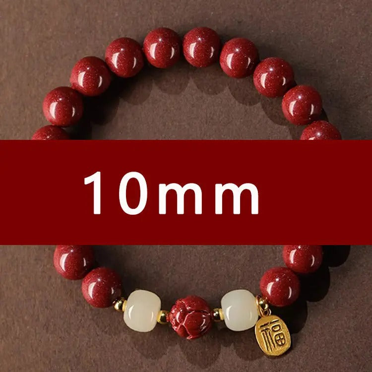 Natural Cinnabar Lotus Purple-Gold Wealth Bracelet – Upscale Jewelry Gift, Fits Pandora Style Charms