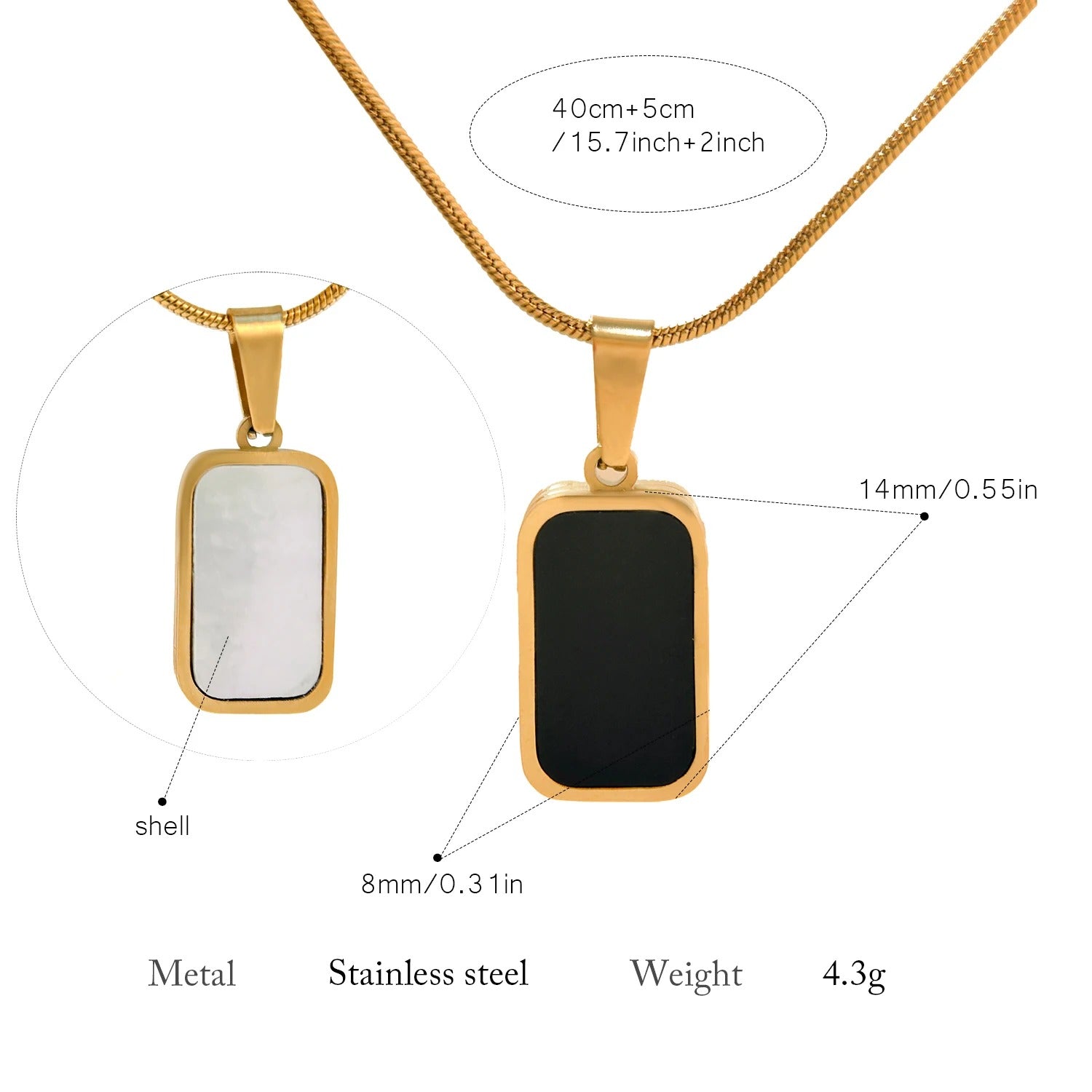 Classic Square Pendant Necklace – Stainless Steel Minimalist Jewelry for Women Daily & Party Wear