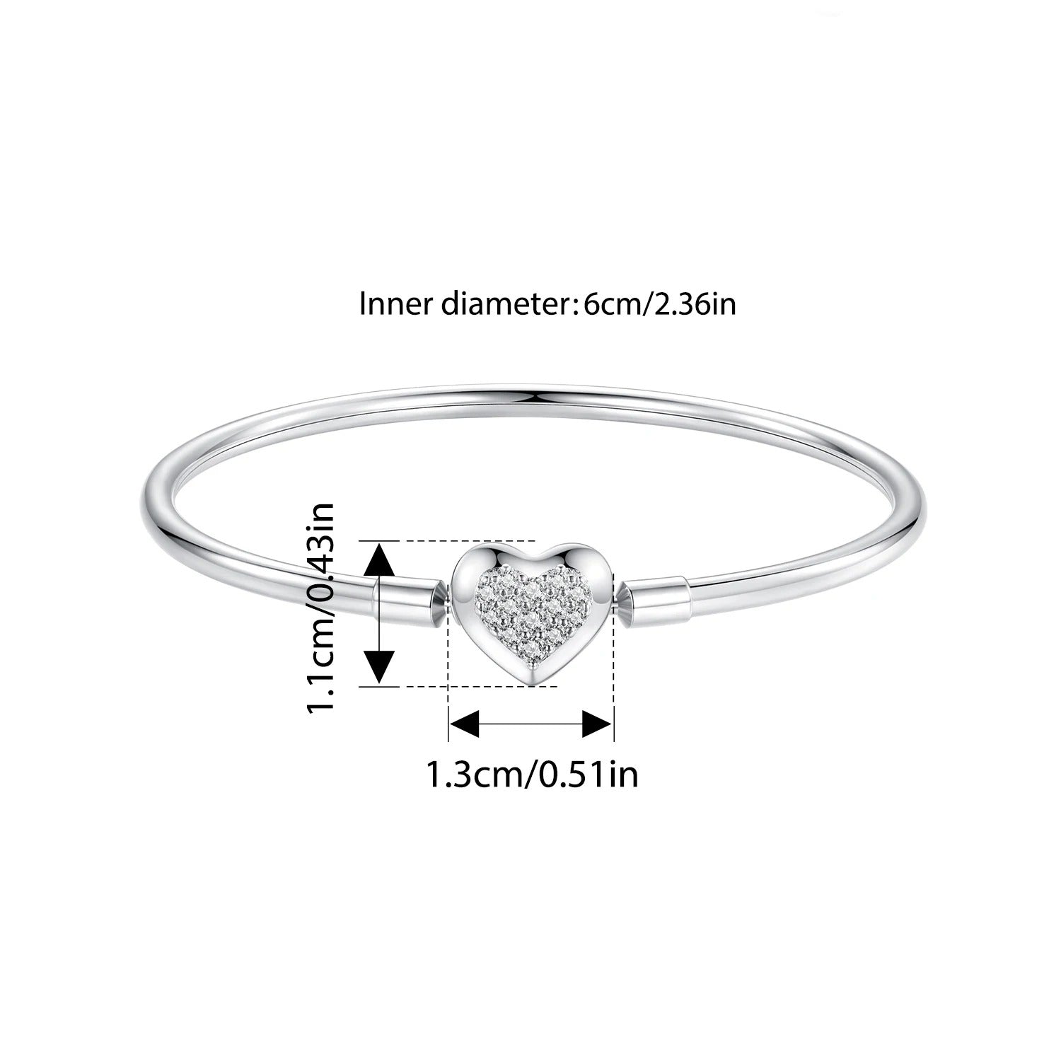 WOSTU 925 Sterling Silver Heart Basic Bracelet – Oxidized Silver Women’s Bangle Fine Jewelry Birthday & Daily Gift